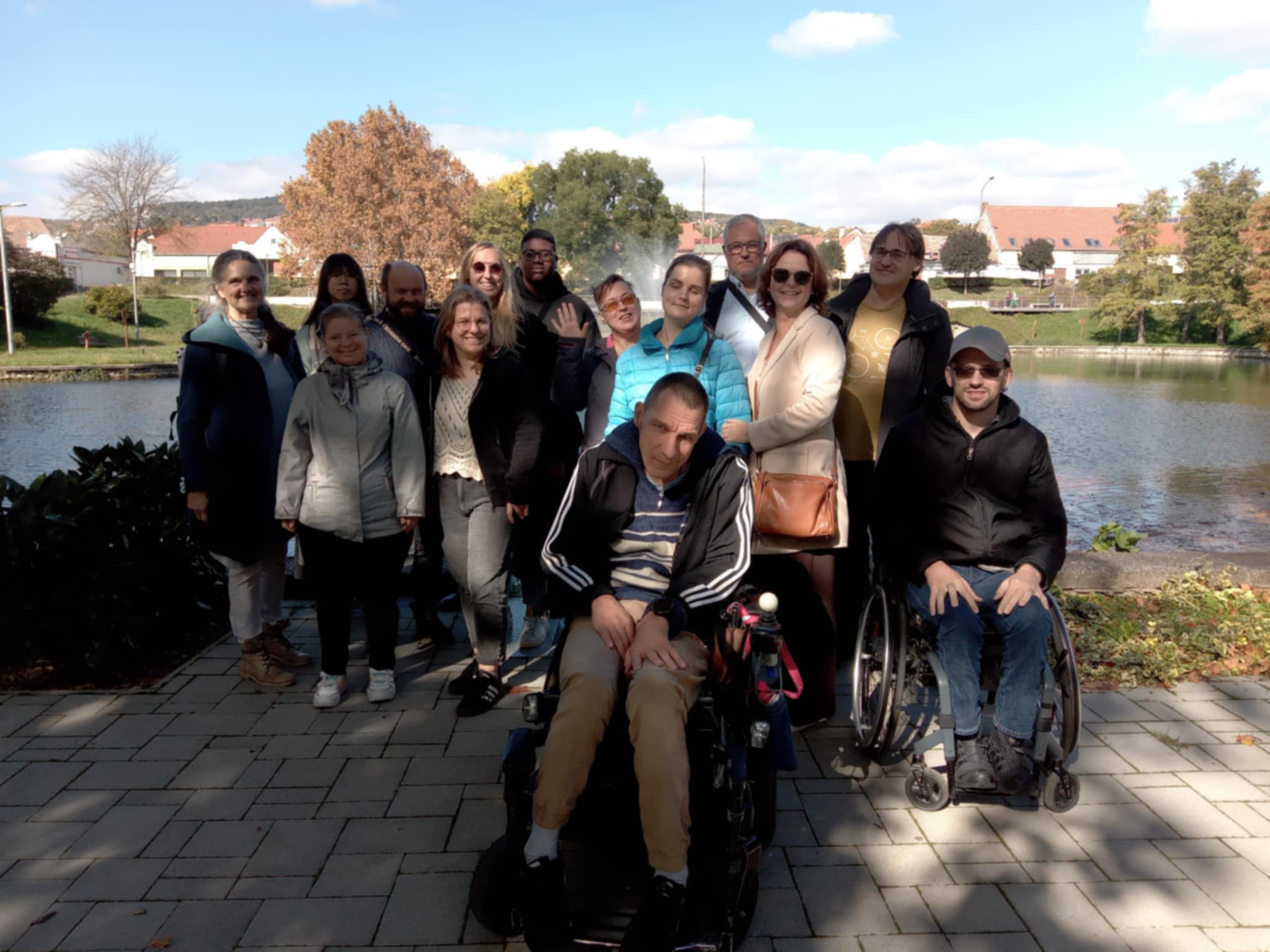 The project group in a park.